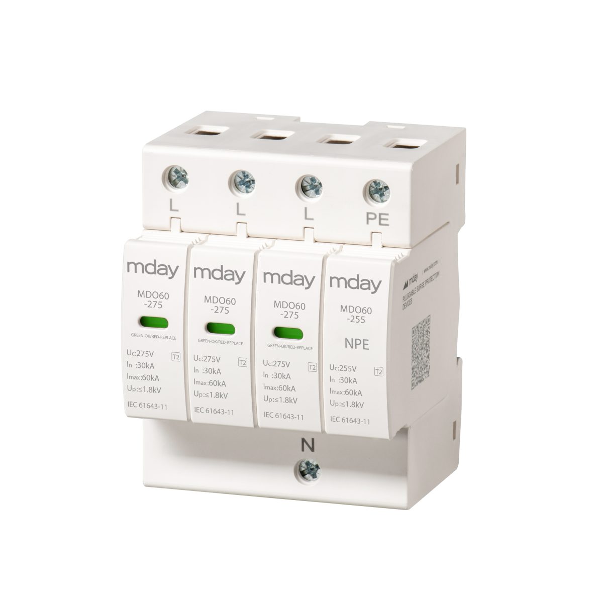 سرج ارستر 60 کیلوآمپر، 320 ولت، 4 پل، برند Mday، مدل MDO60-AC-3P+NPE - تصویر 4